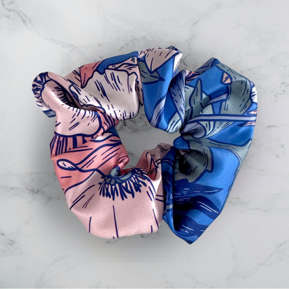 SILK SCRUNCHIES | Electric Garden - 100% Silk, Versatile hair Accessory