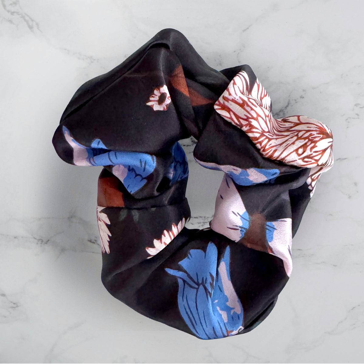 SILK SCRUNCHIES | Midnight Garden - 100% Silk, Versatile hair Accessory