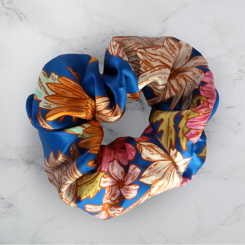 SILK SCRUNCHIES | Floral Buzz - 100% Silk, Versatile hair Accessory