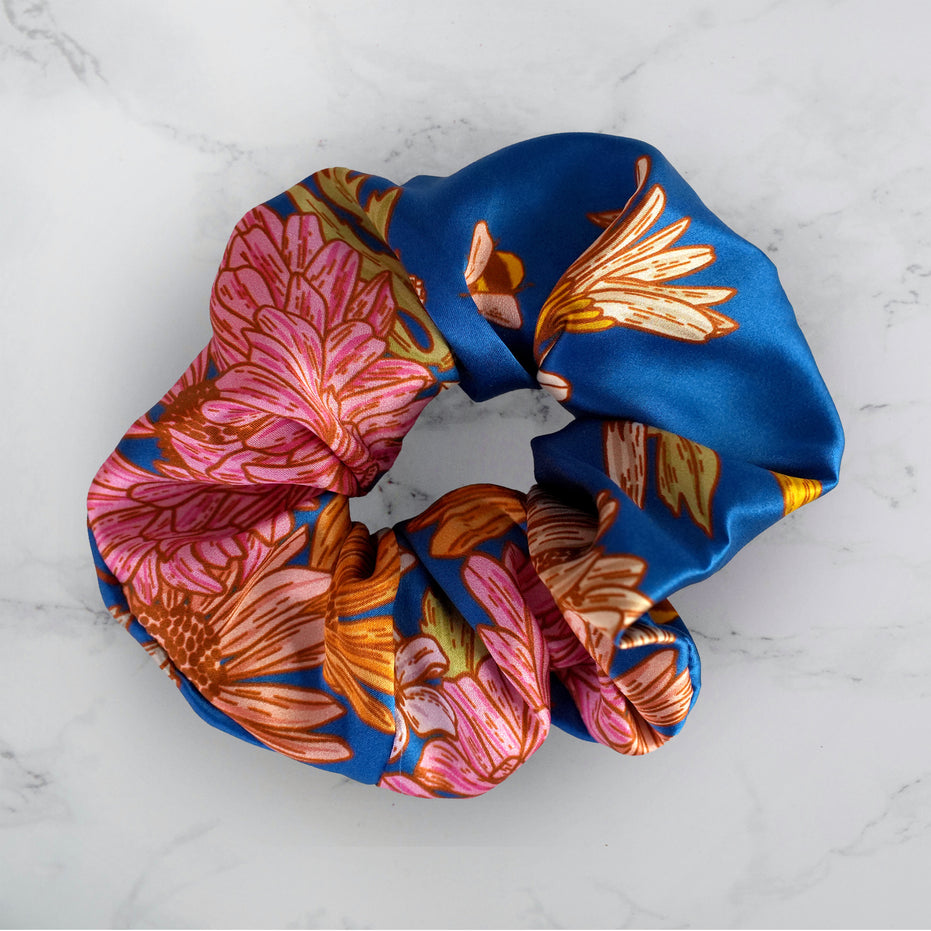 SILK SCRUNCHIES | Floral Buzz - 100% Silk, Versatile hair Accessory