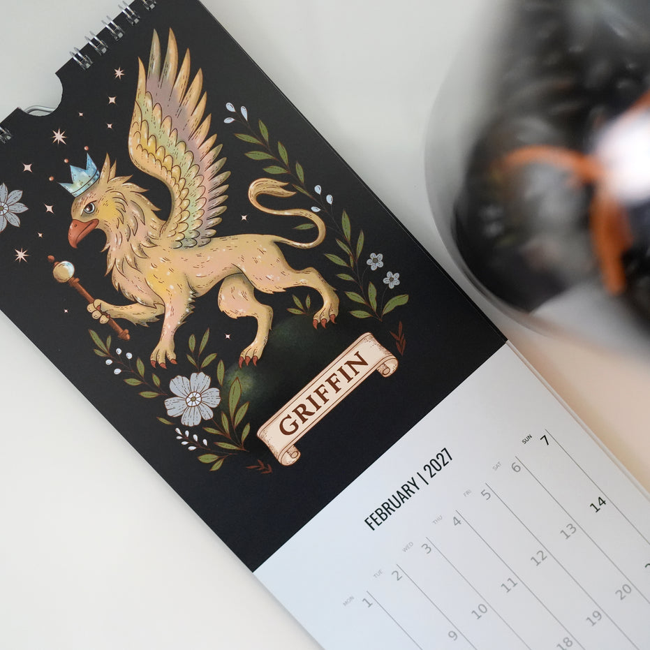 WALL CALENDAR | Mythic Realms Calendar 2027 - Mythical and Magical Folklore Illustrated Calendar