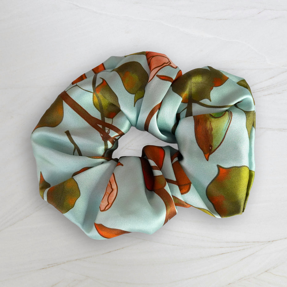 SILK SCRUNCHIES | Woodland Sky - 100% Silk, Versatile hair Accessory