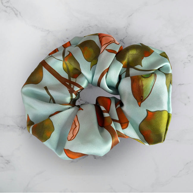 SILK SCRUNCHIES | Woodland Sky - 100% Silk, Versatile hair Accessory