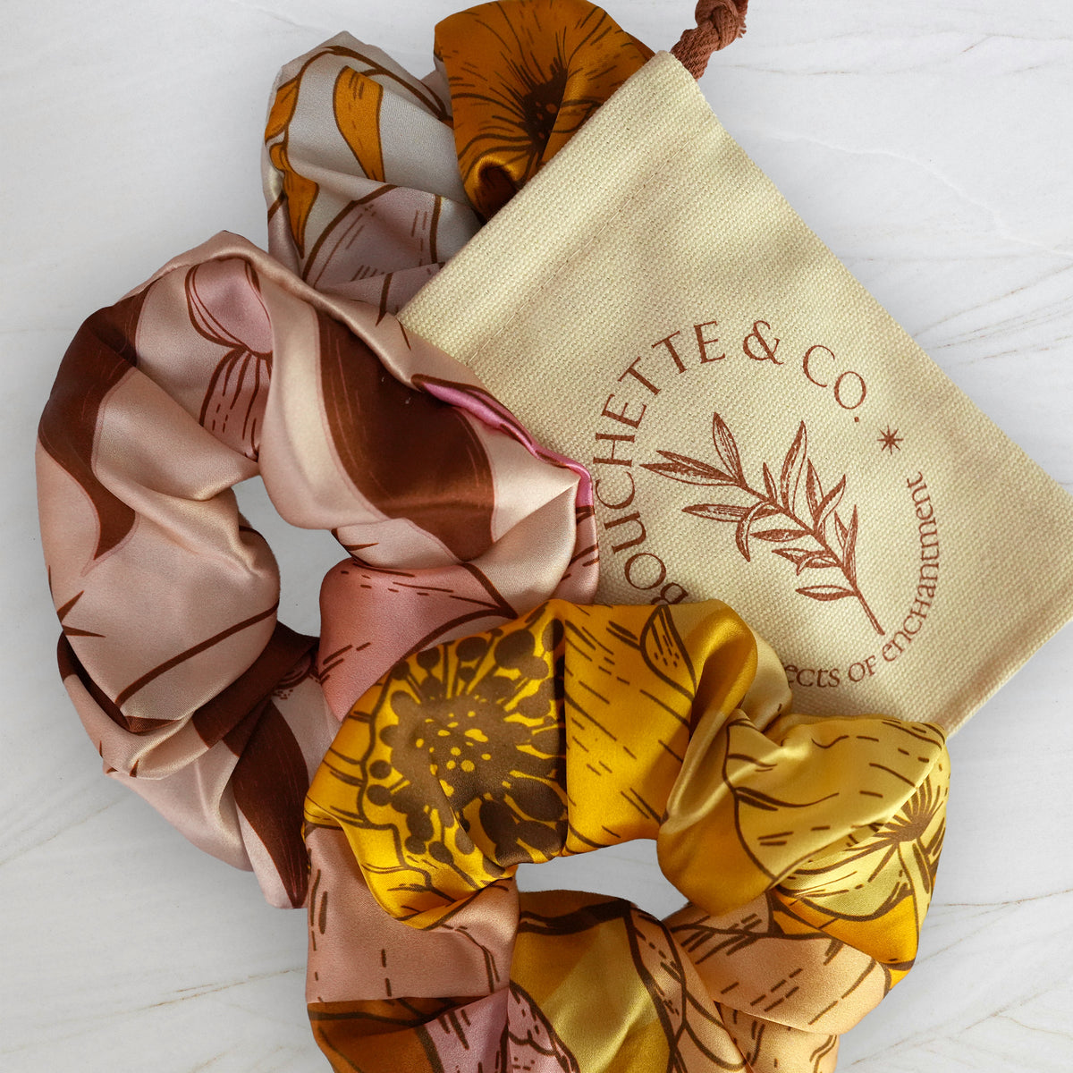 SILK SCRUNCHIES | Floral Buzz - 100% Silk, Versatile hair Accessory