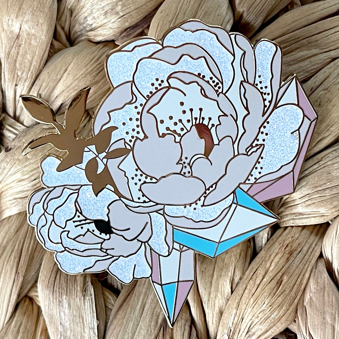 Radiant Floral Crystal Enamel Pin