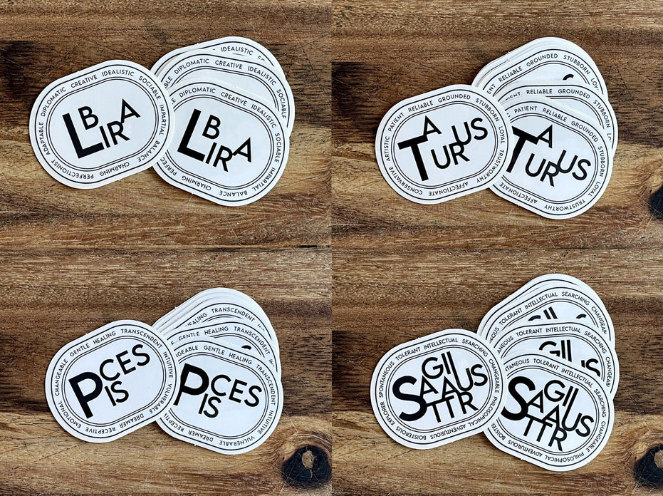 Modern & Chic Zodiac Stickers, astrology signs clear sticker modern black zodiac sign vinyl sticker