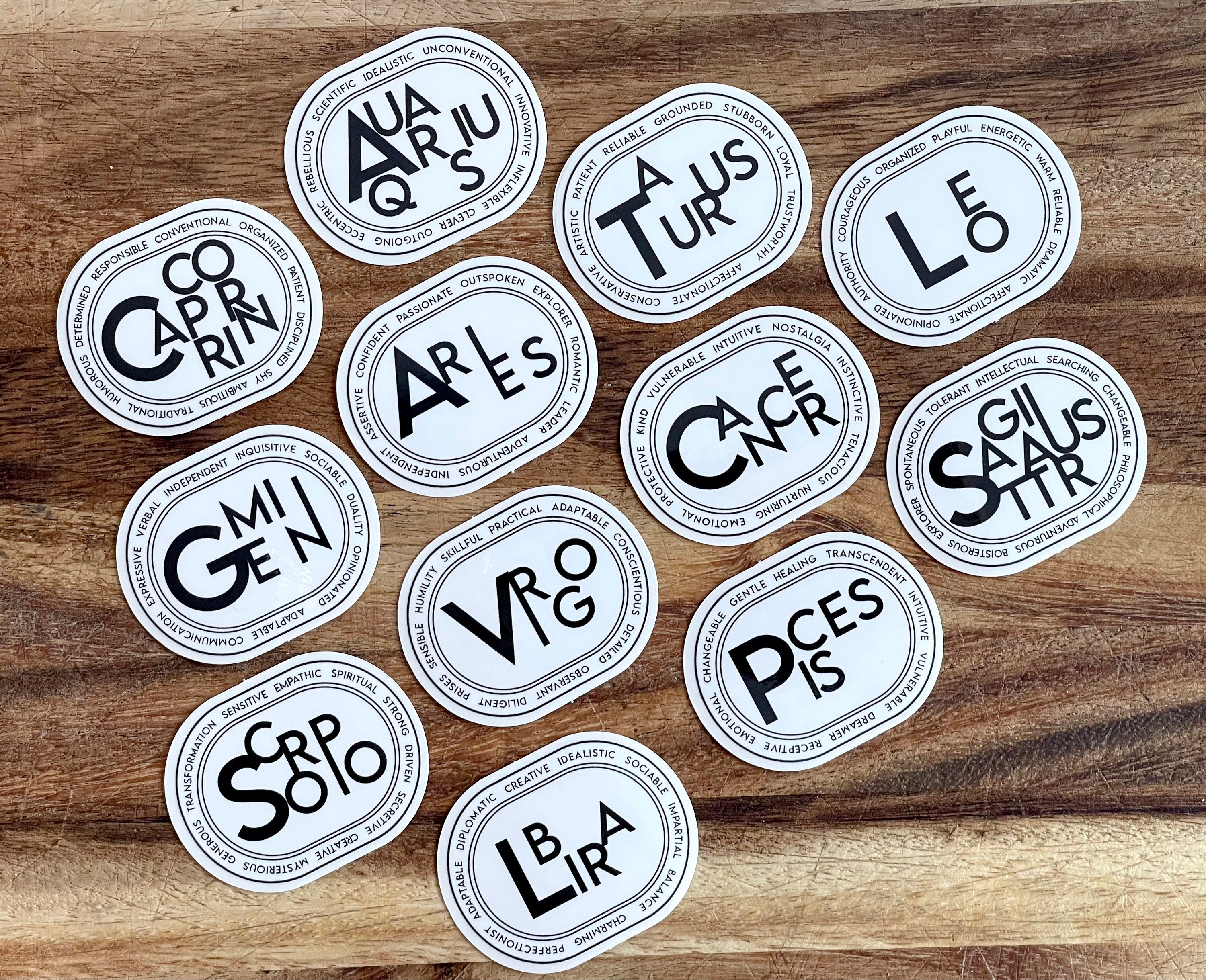 Modern & Chic Zodiac Stickers, astrology signs clear sticker modern black zodiac sign vinyl sticker
