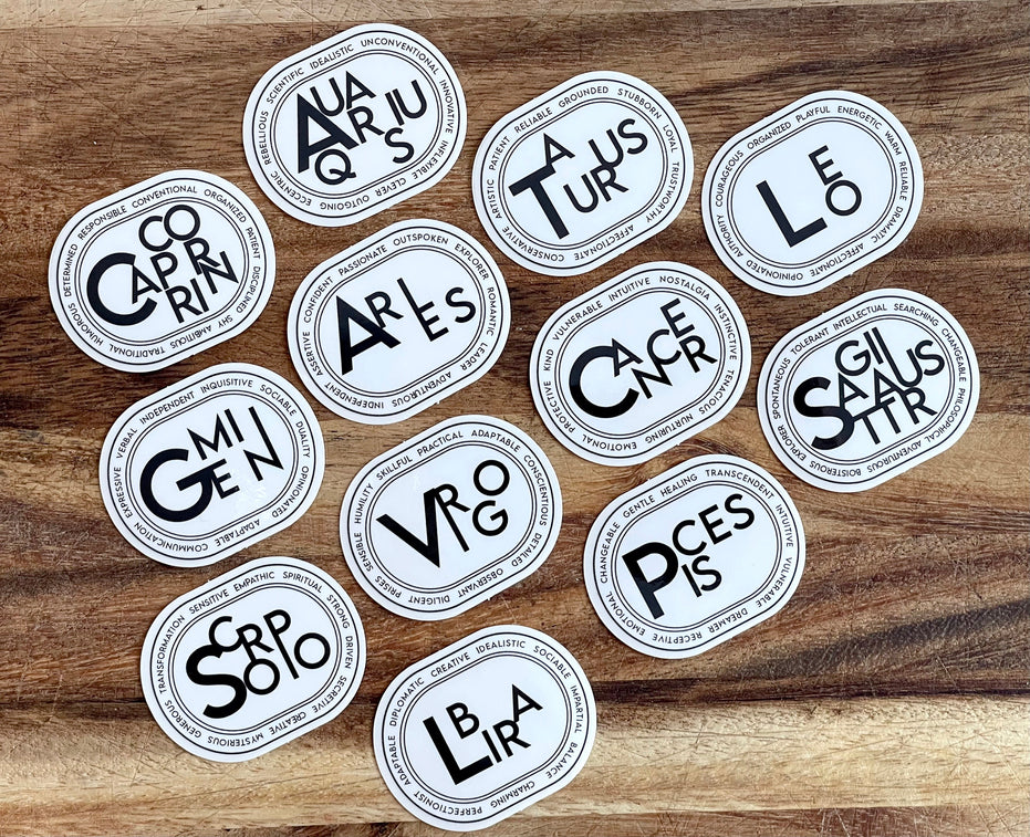 Modern & Chic Zodiac Stickers, astrology signs clear sticker modern black zodiac sign vinyl sticker