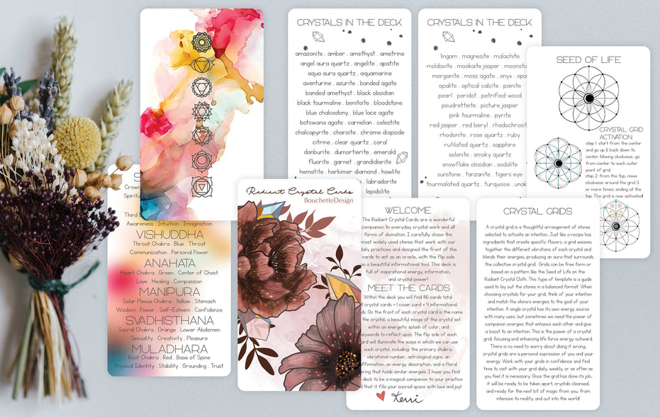 Radiant Crystal Cards 2nd Edition, crystal oracle cards informational crystal card deck learn about crystals oracle cards deck