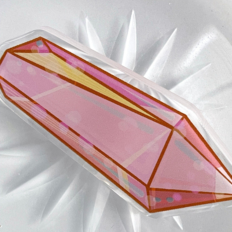 Crystal Power Acrylic Pin, pink crystal lapel pin acrylic crystal pin playful crystal pin