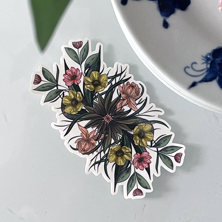 Enchanting Floral Clear Glossy Vinyl Sticker