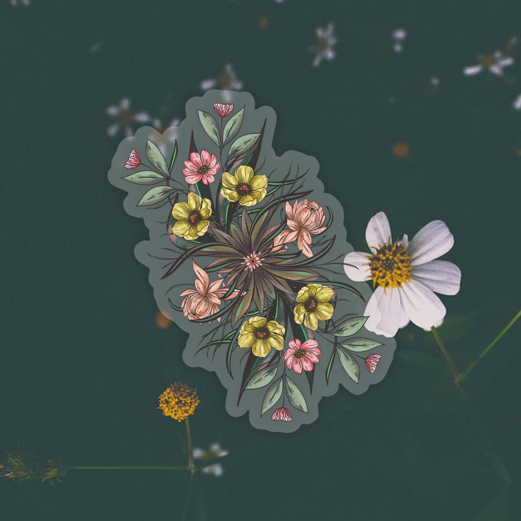 Enchanting Floral Clear Glossy Vinyl Sticker