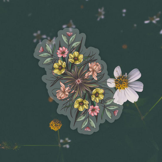 Enchanting Floral Clear Glossy Vinyl Sticker
