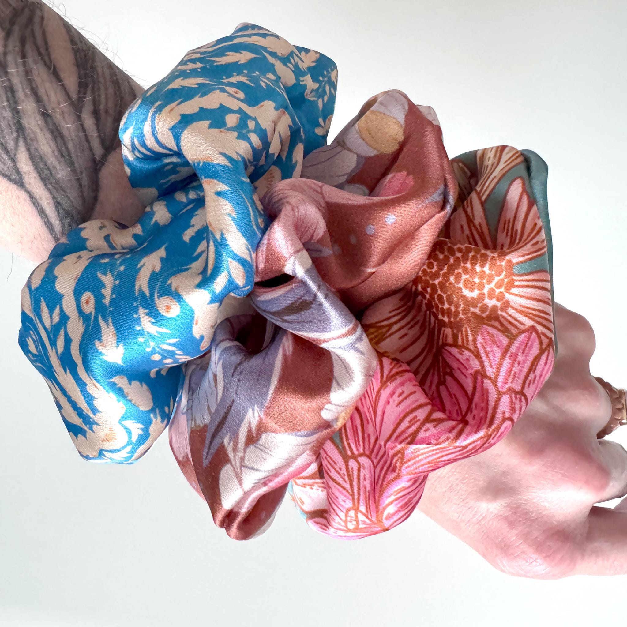 SILK SCRUNCHIES | Evening Garden - 100% Silk, Versatile hair Accessory