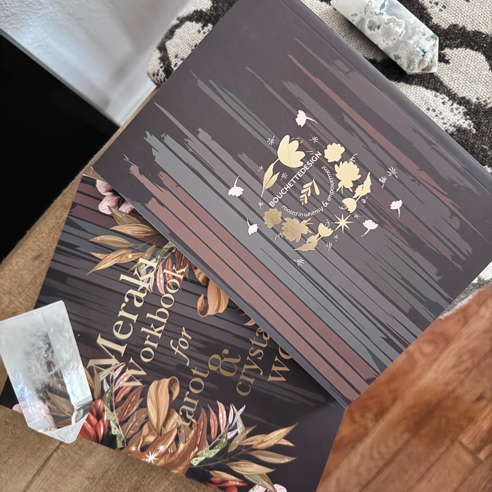 TAROT WORKBOOK | Meraki Workbook for Tarot and Crystal Work, Divination Journal for Tarot, Crystal and Divination