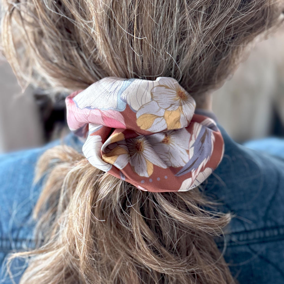 SILK SCRUNCHIES | Evening Garden - 100% Silk, Versatile hair Accessory