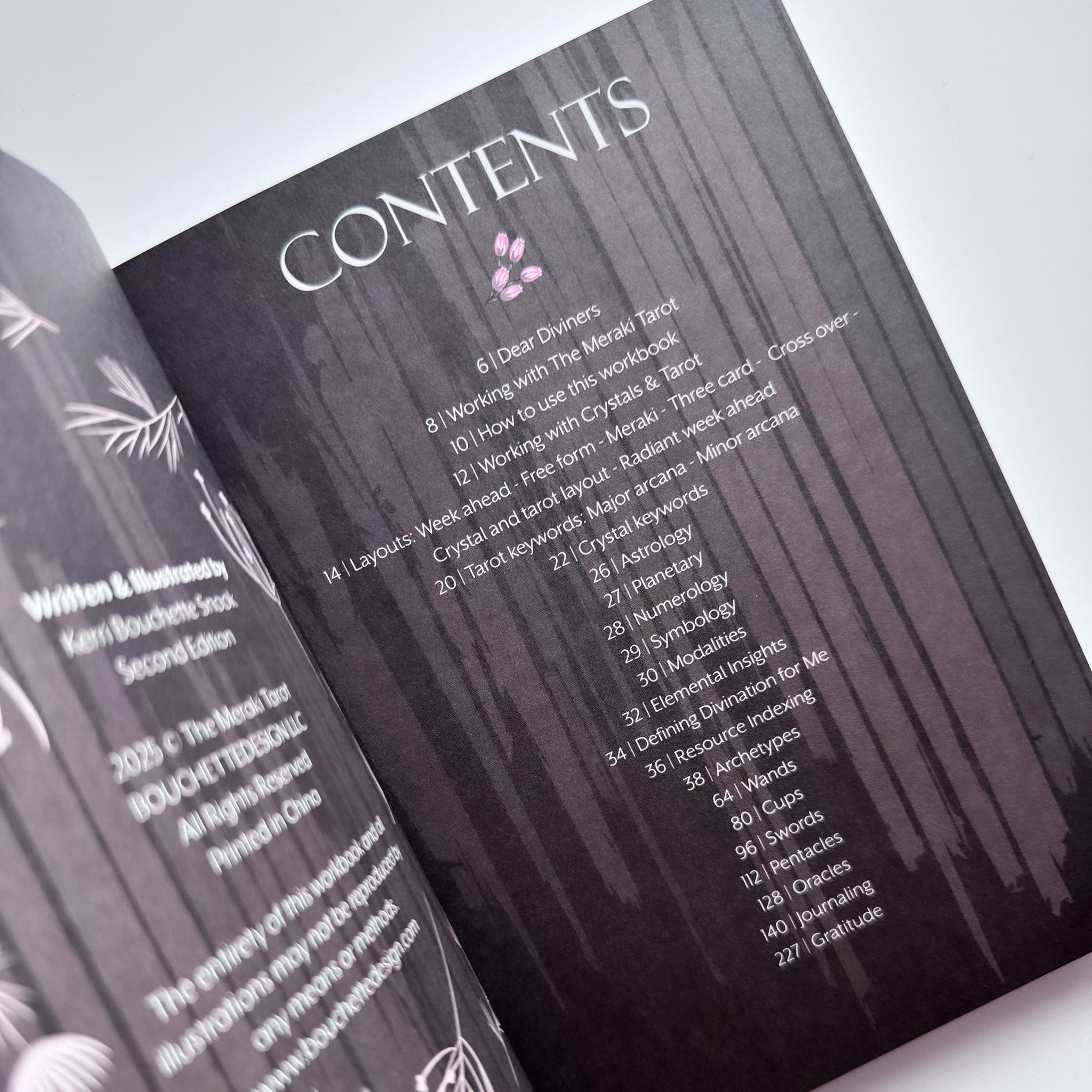 TAROT WORKBOOK | Meraki Workbook for Tarot and Crystal Work, Divination Journal for Tarot, Crystal and Divination