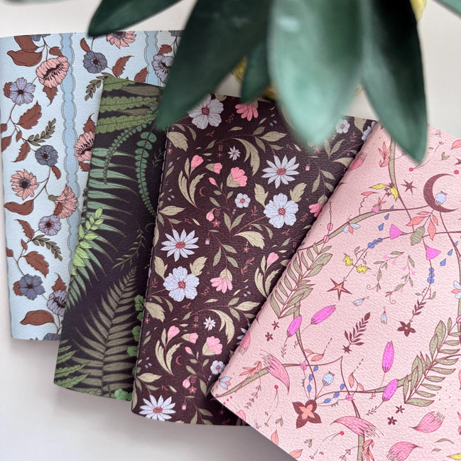 BOTANICAL NOTEBOOKS | Set of Two or Four Floral Notebook Collection 5x7