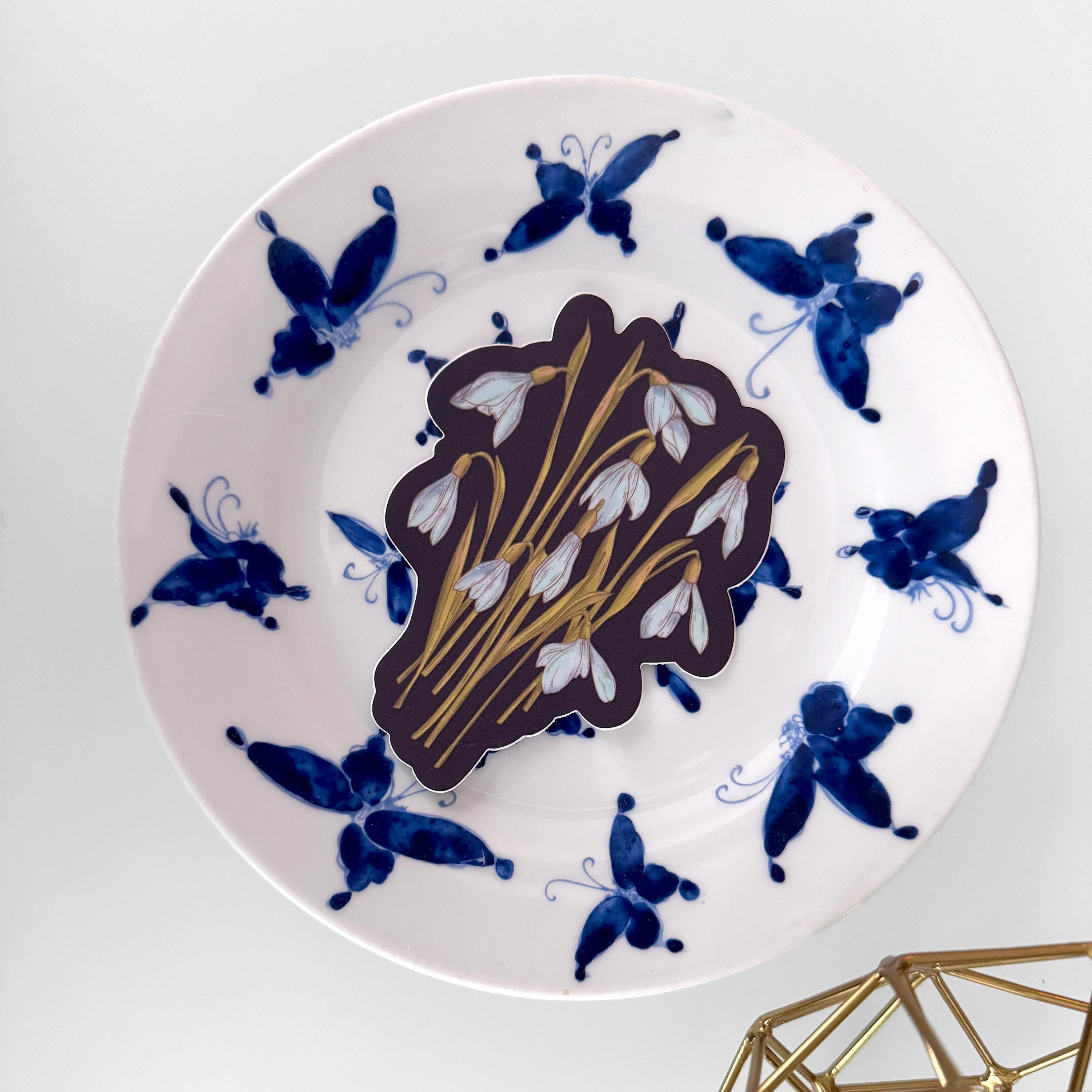 Botanical Snowdrop Matte Vinyl Sticker