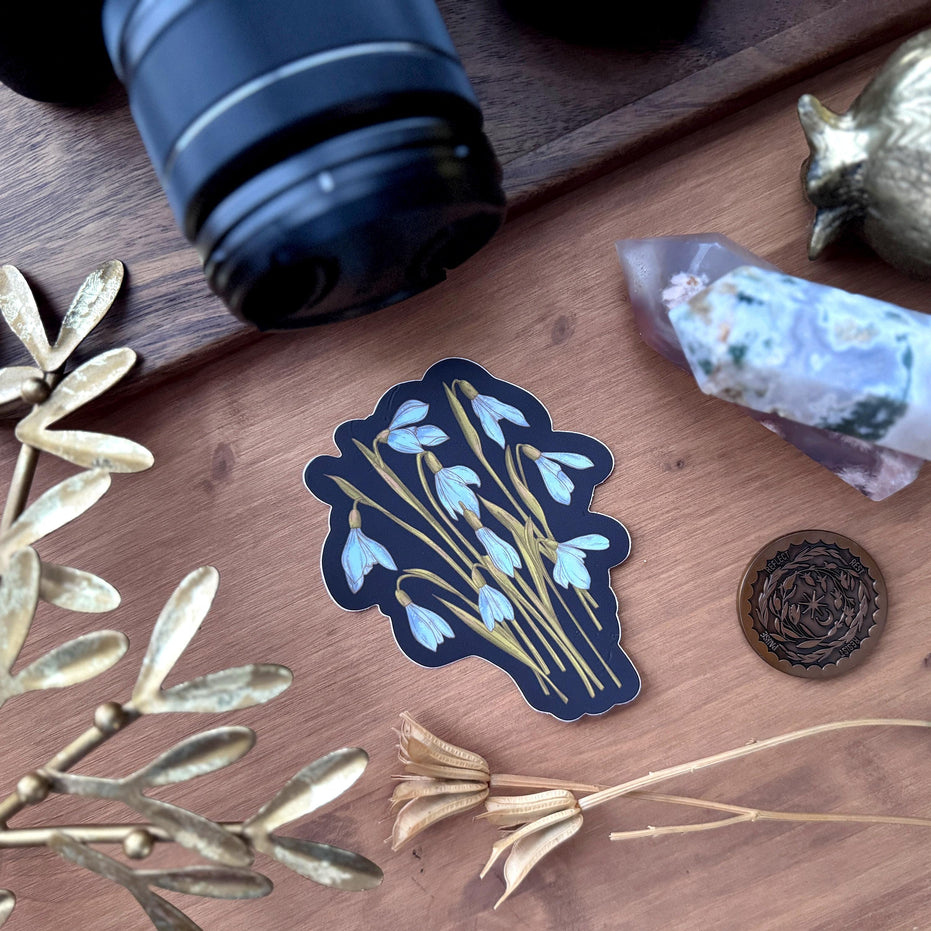 Botanical Snowdrop Matte Vinyl Sticker