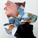 SKINNY SILK SCARF | Bluewood Blooms - 100% Silk, Versatile Floral Scarf and Bow Accessory
