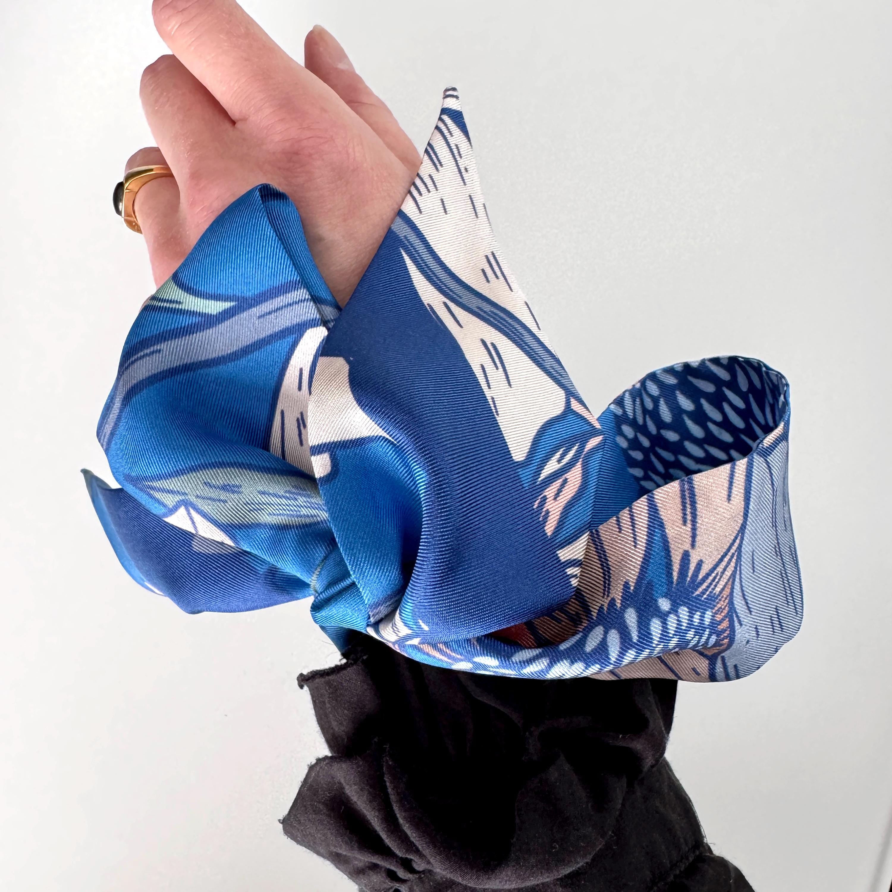 SKINNY SILK SCARF | Electric Garden - 100% Silk, Versatile Floral Scarf and Bow Accessory