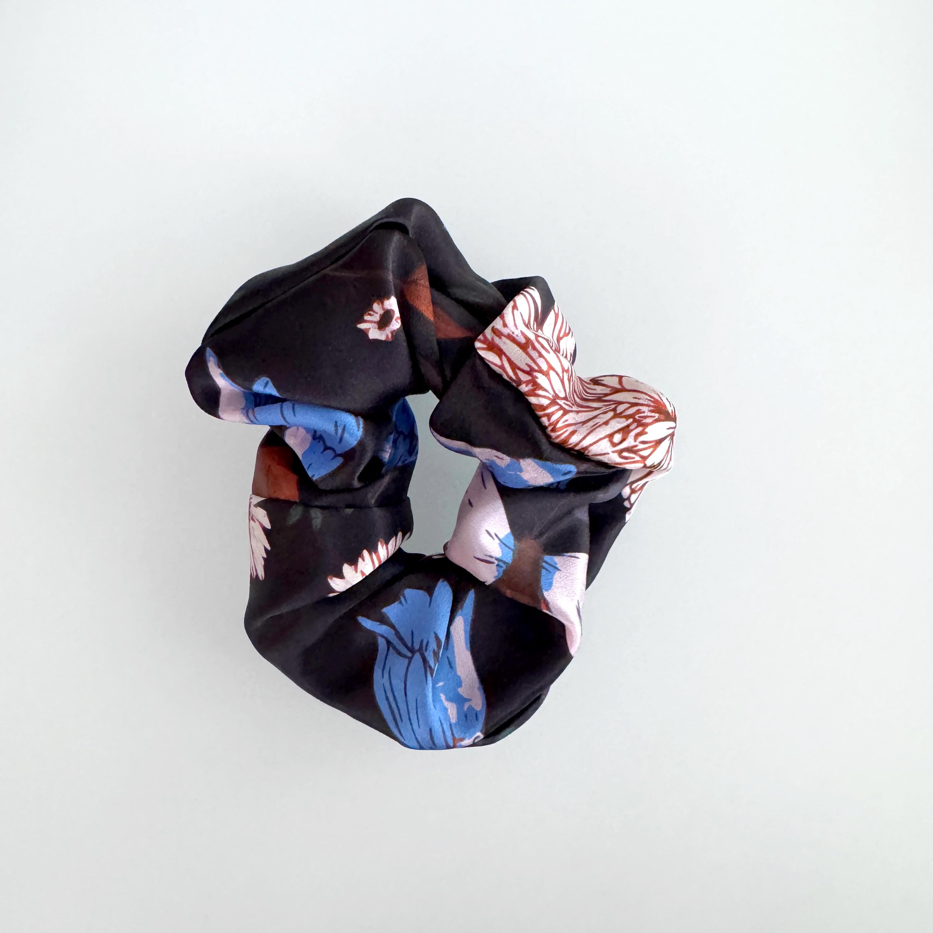 SILK SCRUNCHIES | Midnight Garden - 100% Silk, Versatile hair Accessory