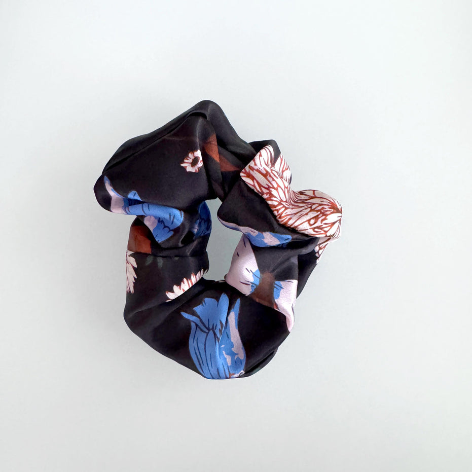 SILK SCRUNCHIES | Midnight Garden - 100% Silk, Versatile hair Accessory
