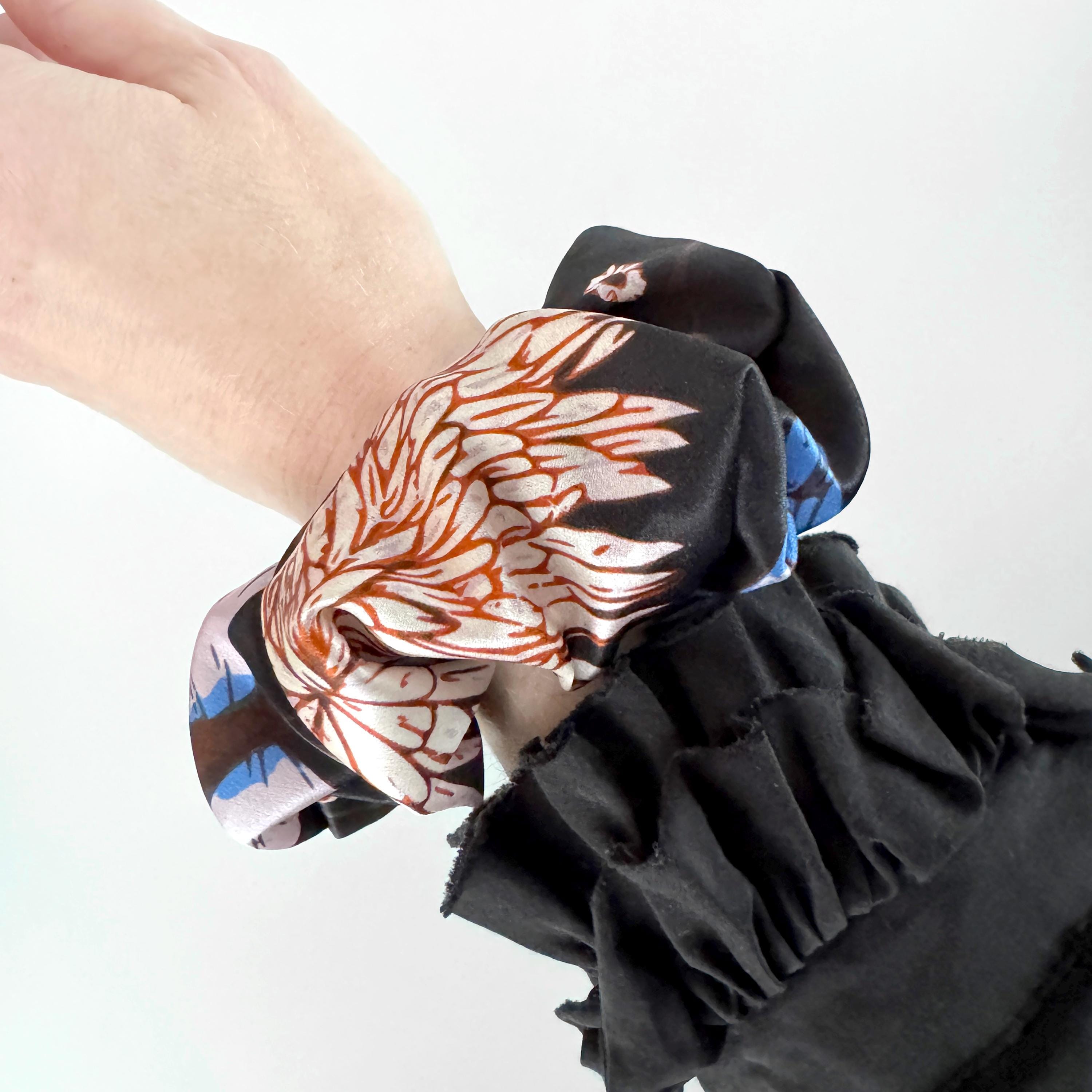 SILK SCRUNCHIES | Midnight Garden - 100% Silk, Versatile hair Accessory