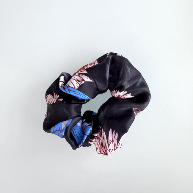 SILK SCRUNCHIES | Midnight Garden - 100% Silk, Versatile hair Accessory