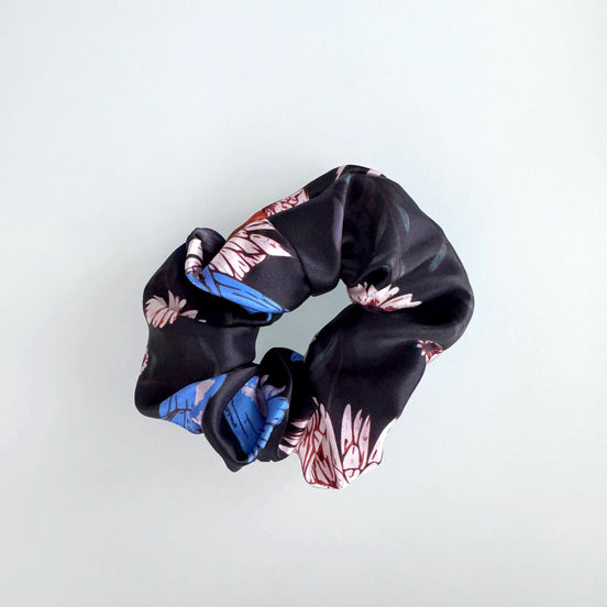 SILK SCRUNCHIES | Midnight Garden - 100% Silk, Versatile hair Accessory