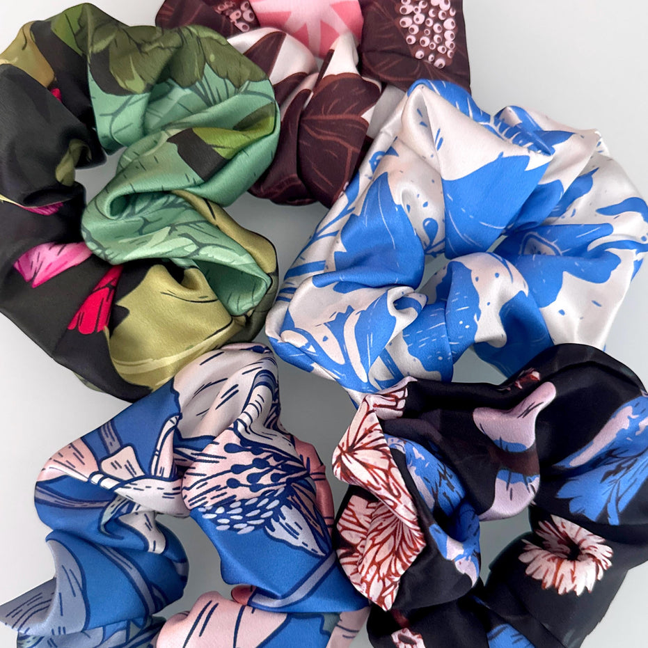 SILK SCRUNCHIES | Peony Garden - 100% Silk, Versatile hair Accessory