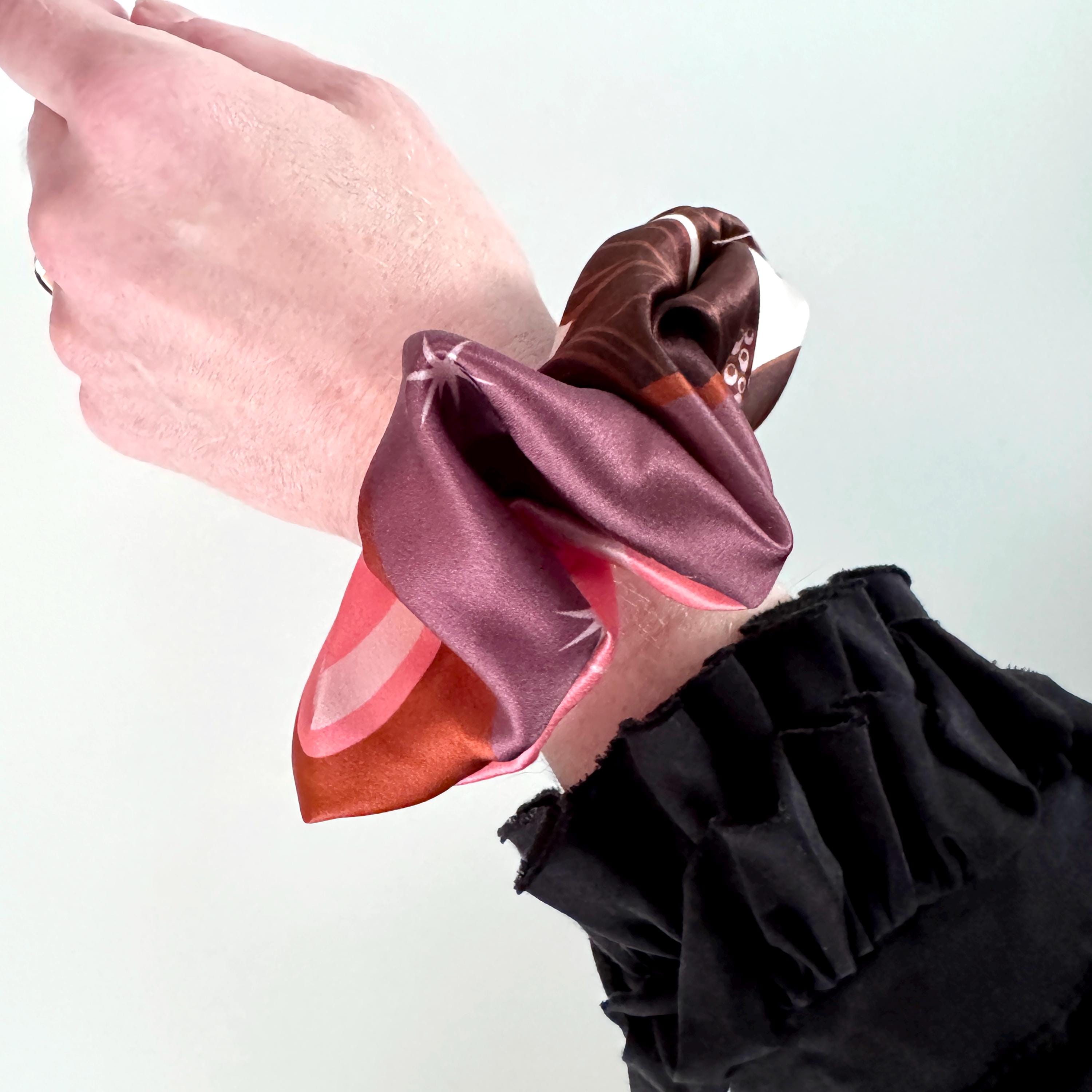 SILK SCRUNCHIES | Lunar Blossom - 100% Silk, Versatile hair Accessory