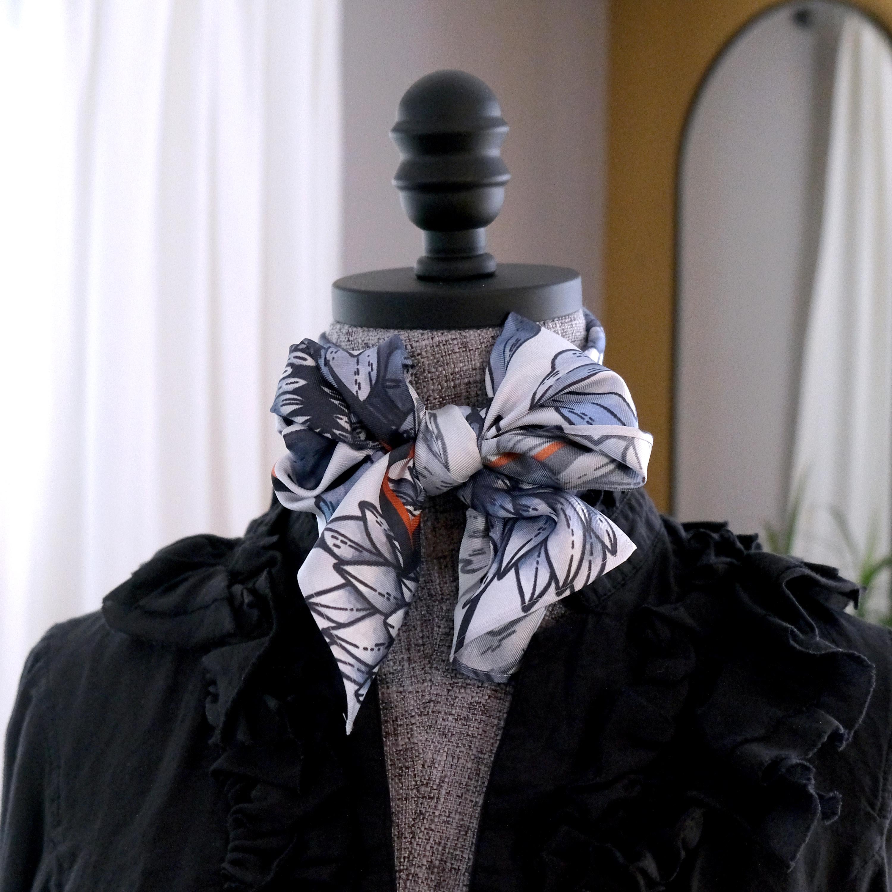 SILK COTTON SCARF | Swallow & Bloom - Square Silk Cotton, Versatile Floral Scarf and Bow Accessory