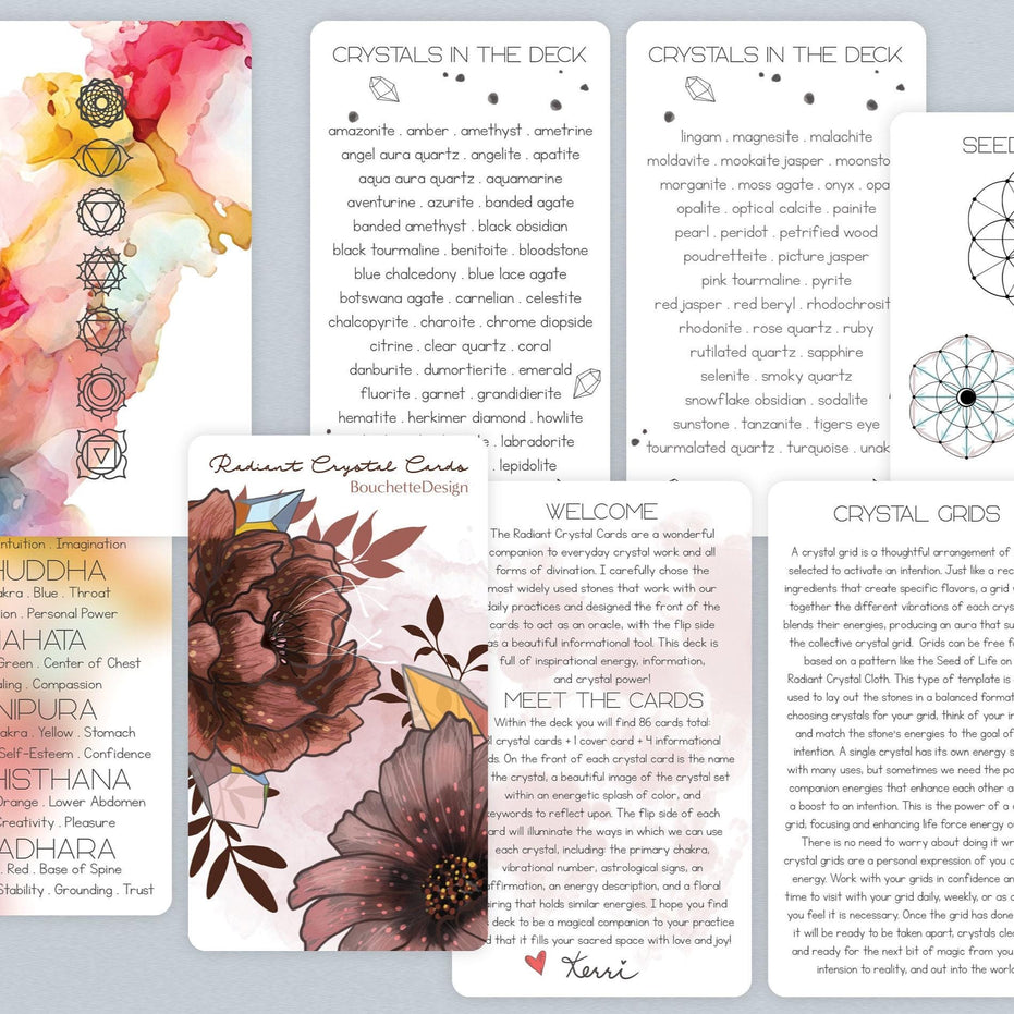 Radiant Crystal Cards 2nd Edition, crystal oracle cards informational crystal card deck learn about crystals oracle cards deck