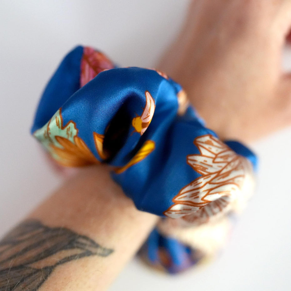 SILK SCRUNCHIES | Floral Buzz - 100% Silk, Versatile hair Accessory