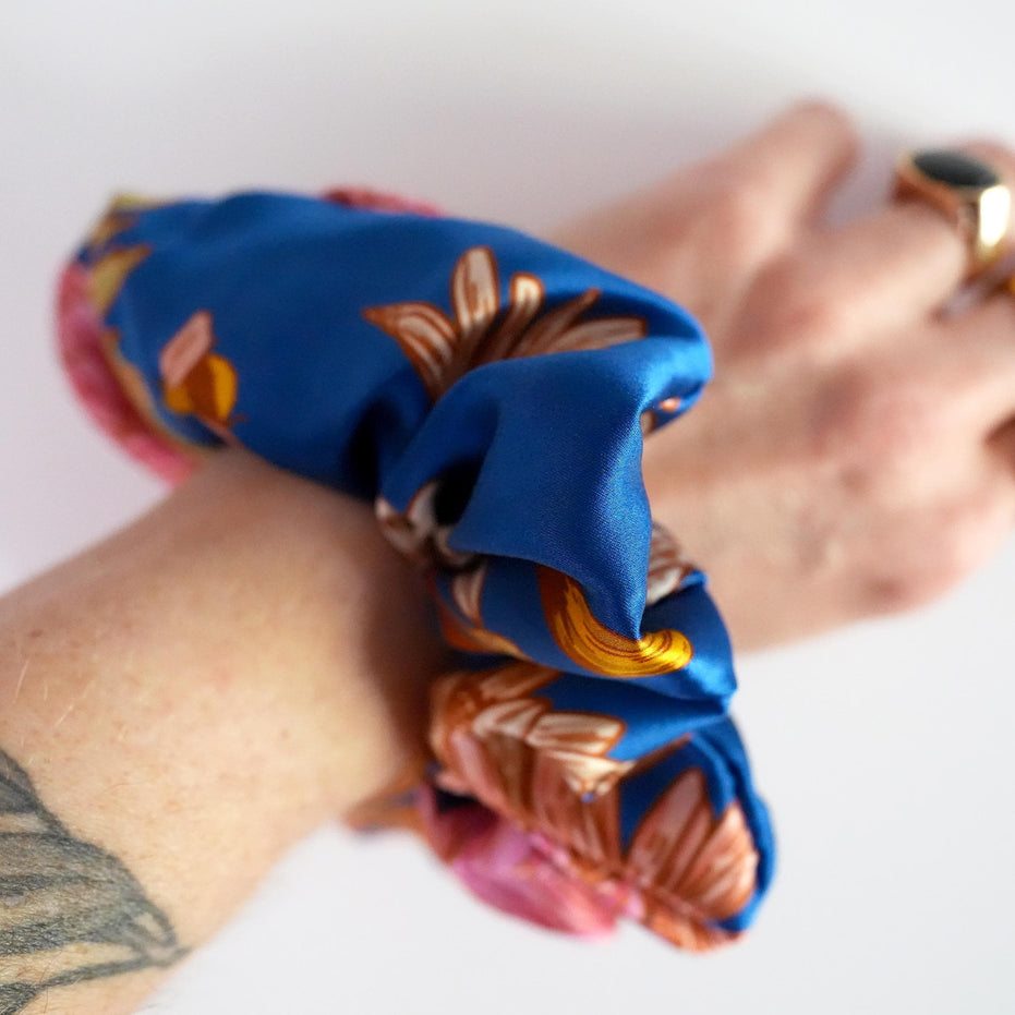 SILK SCRUNCHIES | Floral Buzz - 100% Silk, Versatile hair Accessory