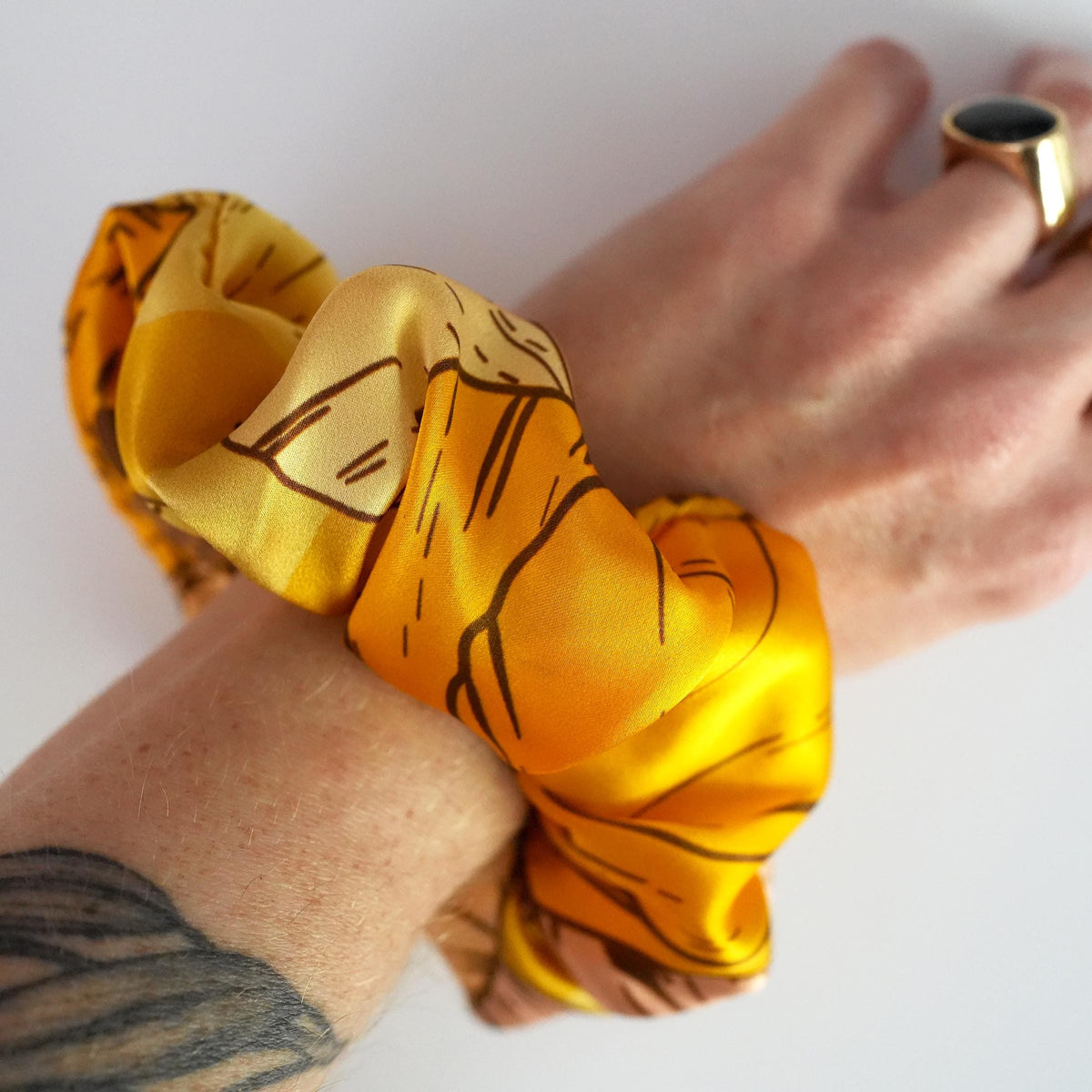 SILK SCRUNCHIES | Saffron Bloom - 100% Silk, Versatile hair Accessory