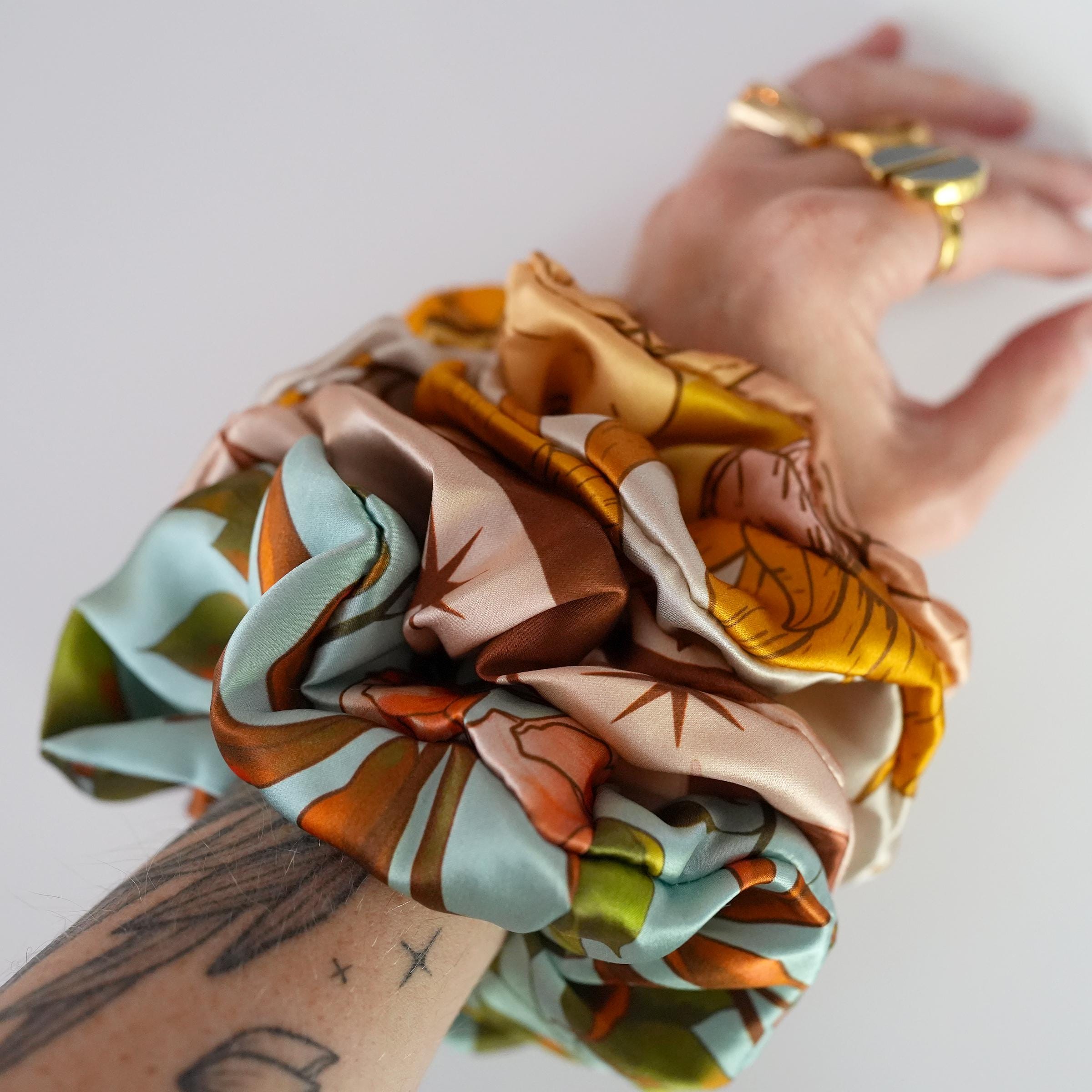 SILK SCRUNCHIES | Woodland Sky - 100% Silk, Versatile hair Accessory