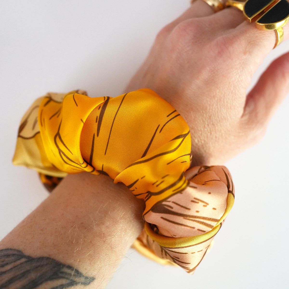 SILK SCRUNCHIES | Saffron Bloom - 100% Silk, Versatile hair Accessory