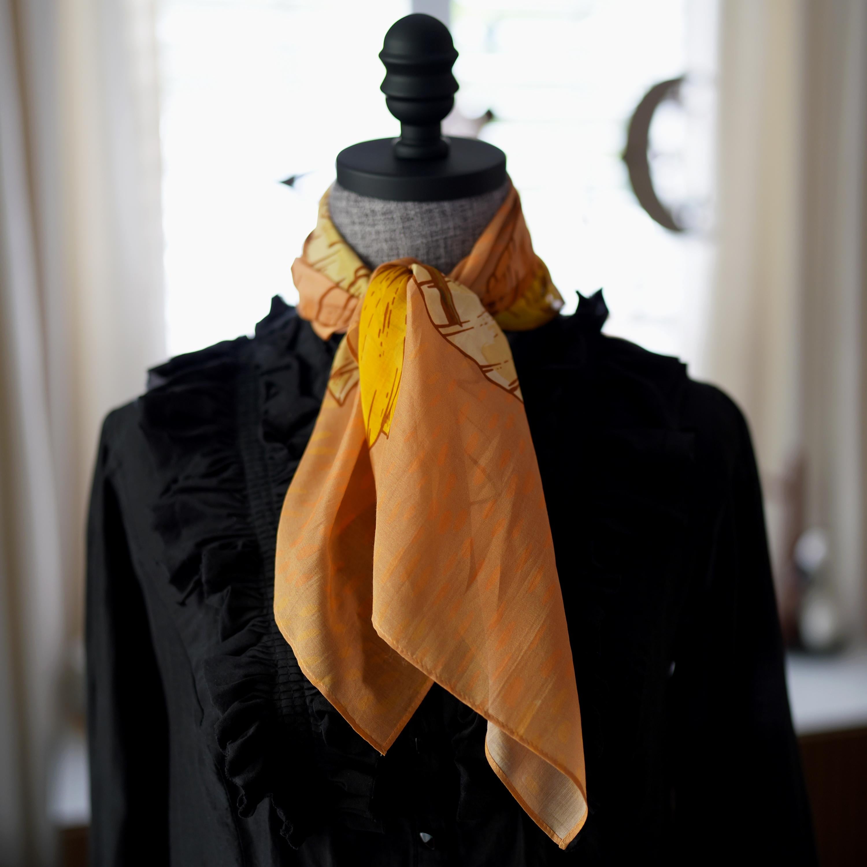 SILK COTTON SCARF | Burnished Bloom - Versatile Floral Square Scarf and Bow Accessory