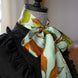 SKINNY SILK SCARF | Woodland Sky - 100% Silk, Versatile Floral Scarf and Bow Accessory 65
